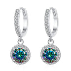 1Ct 6.5mm Blue Green Moissanite Drop Earrings For Women S925 Sterling BandsCo Straps