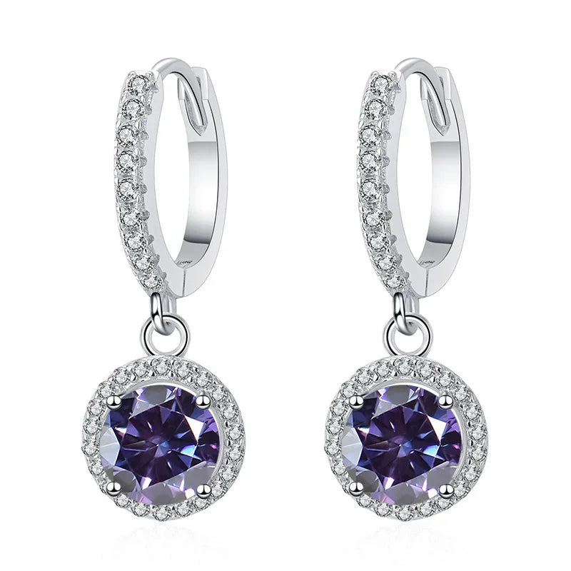 1Ct 6.5mm Blue Green Moissanite Drop Earrings For Women S925 Sterling BandsCo Straps
