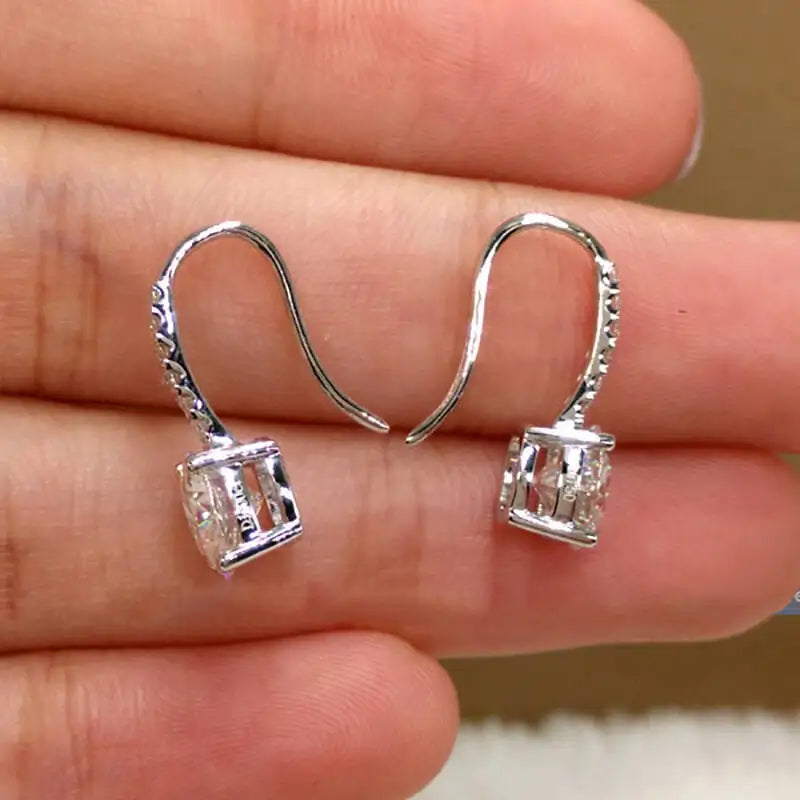 1ct D Color Moissanite 925 Sterling Silver Drop Earrings for Women Wedding BandsCo Straps