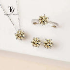 1ct D Color Moissanite Bridal Set 925 Sterling Silver Ring Earring Necklace BandsCo Straps
