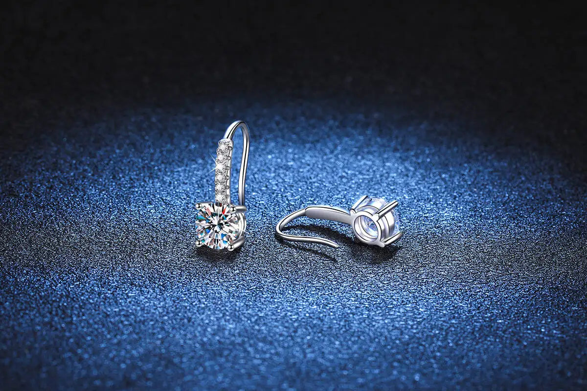 1ct D Color Moissanite 925 Sterling Silver Drop Earrings for Women Wedding BandsCo Straps