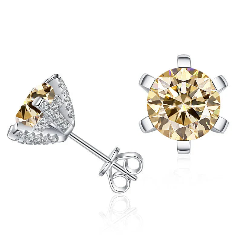 1ct D VVS Moissanite Stud Earrings 925 Sterling Silver 3EX Cut Women Daily BandsCo Straps