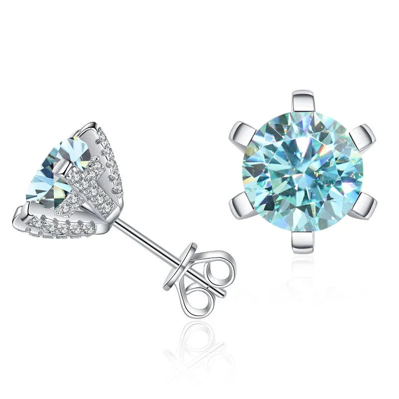 1ct D VVS Moissanite Stud Earrings 925 Sterling Silver 3EX Cut Women Daily BandsCo Straps