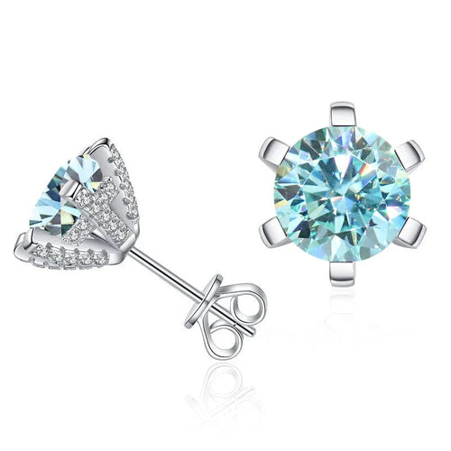 1ct D VVS Moissanite Stud Earrings 925 Sterling Silver 3EX Cut Women Daily BandsCo Straps
