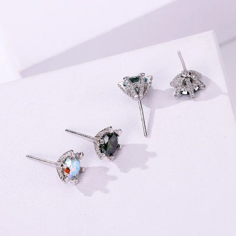 1ct D VVS Moissanite Stud Earrings 925 Sterling Silver 3EX Cut Women Daily BandsCo Straps