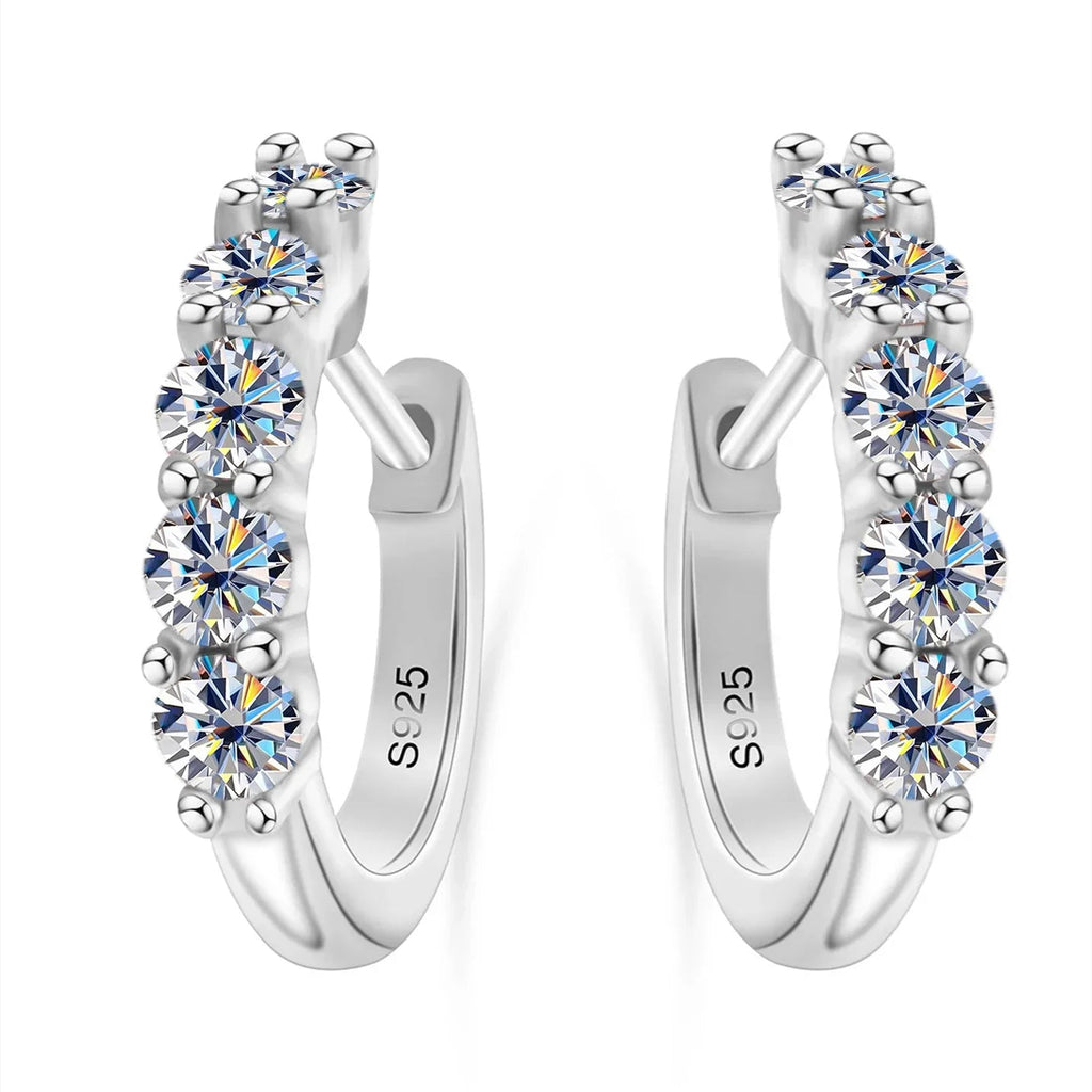 1ct D Color 3mm Moissanite Hoop Charm Earrings 925 Sterling Silver Women BandsCo Straps