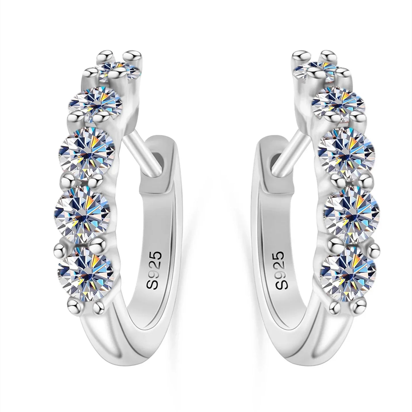1ct D Color 3mm Moissanite Hoop Charm Earrings 925 Sterling Silver Women BandsCo Straps