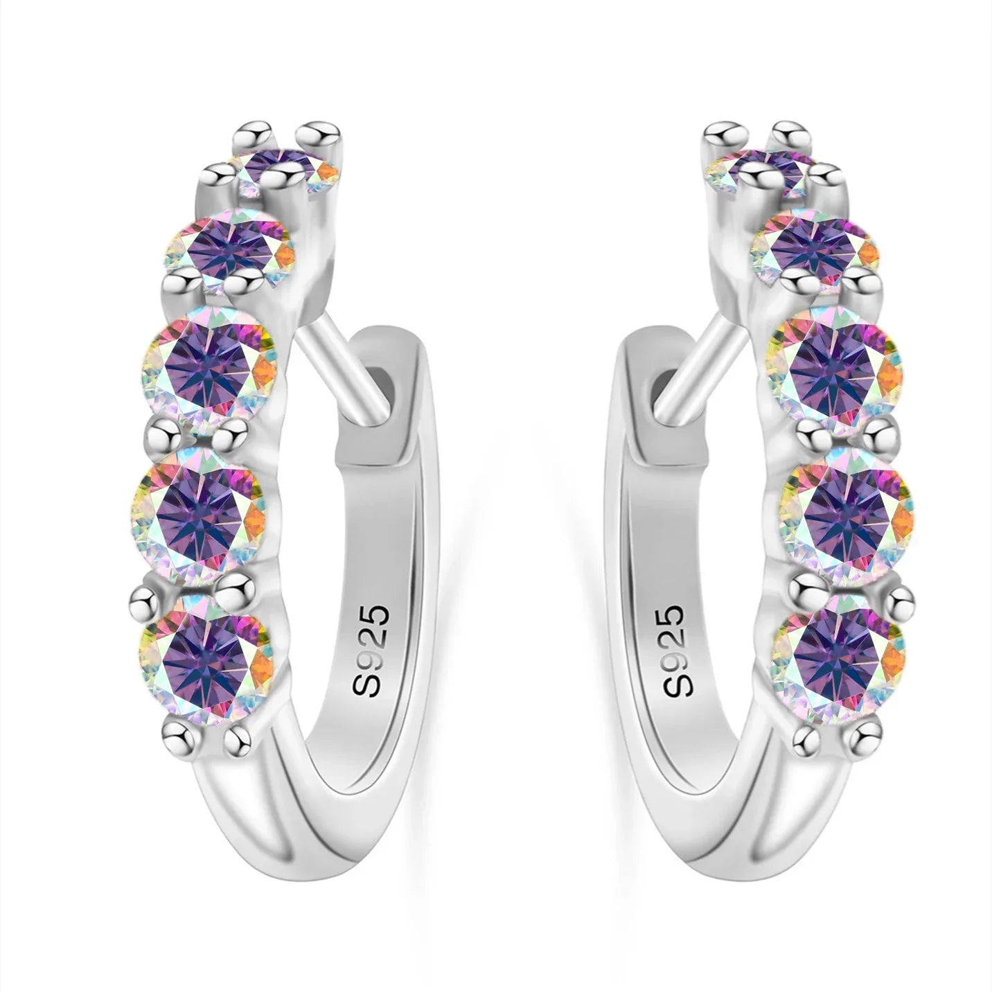 1ct D Color 3mm Moissanite Hoop Charm Earrings 925 Sterling Silver Women BandsCo Straps