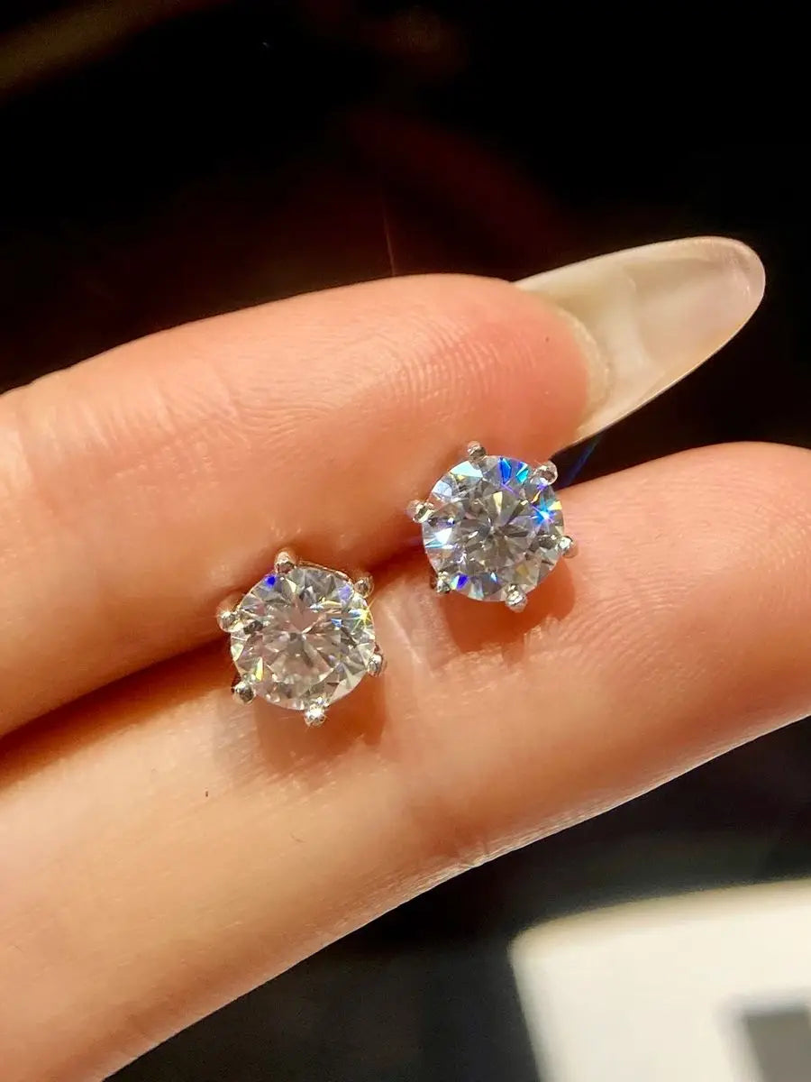1ct D Color Moissanite Stud Earrings 925 Sterling Silver Gold Plated Wedding BandsCo Straps