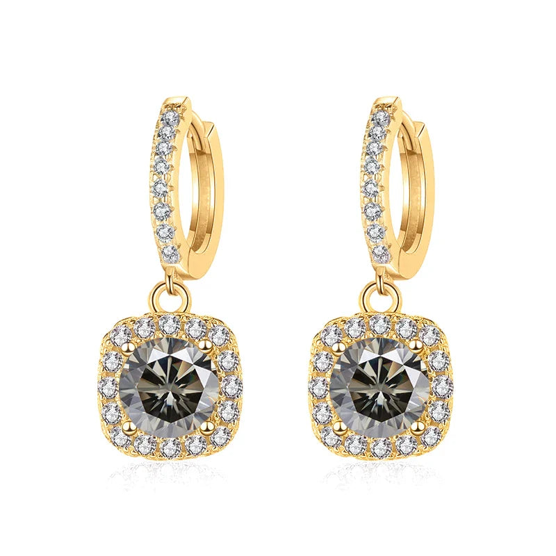 1ct GRA-Certified Moissanite Drop Earrings VVS D 18K Gold Plated 925 Sterling BandsCo Straps