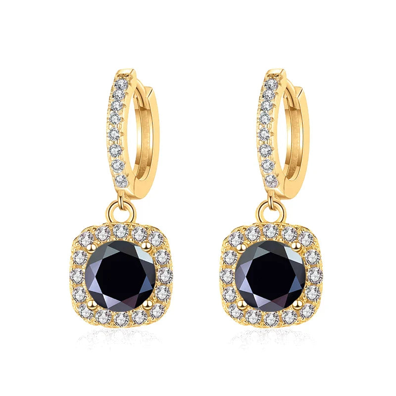 1ct GRA-Certified Moissanite Drop Earrings VVS D 18K Gold Plated 925 Sterling BandsCo Straps