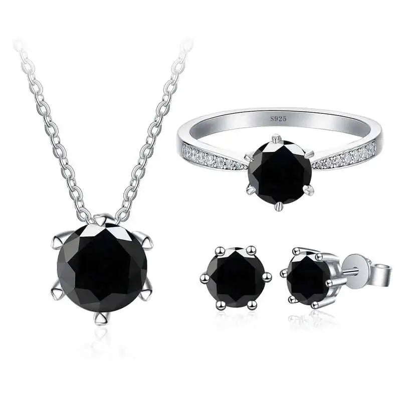 1ct D Color Moissanite Bridal Set 925 Sterling Silver Ring Earring Necklace BandsCo Straps