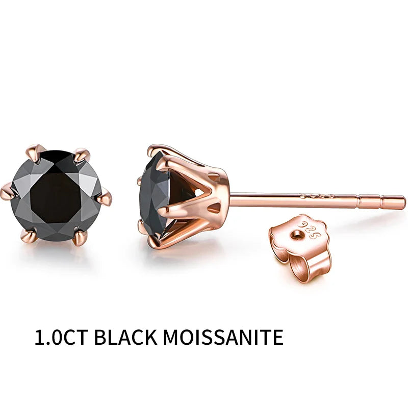 Colored Moissanite 1ct Round Cut Stud Earrings DVVS1 Lab Created 18K Gold BandsCo Straps