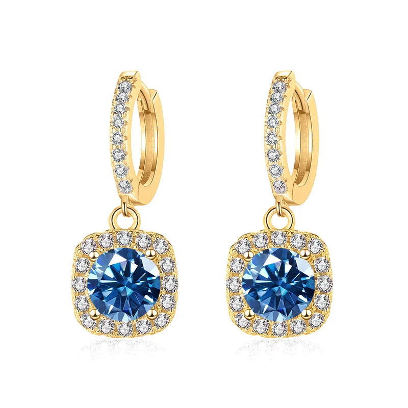 1ct GRA-Certified Moissanite Drop Earrings VVS D 18K Gold Plated 925 Sterling BandsCo Straps