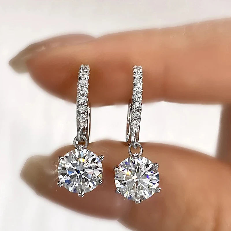 1CT Certified Moissanite Hoop Earrings For Women 925 Sterling Silver BandsCo Straps