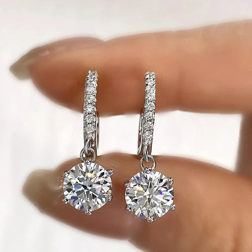 1CT Certified Moissanite Hoop Earrings For Women 925 Sterling Silver BandsCo Straps