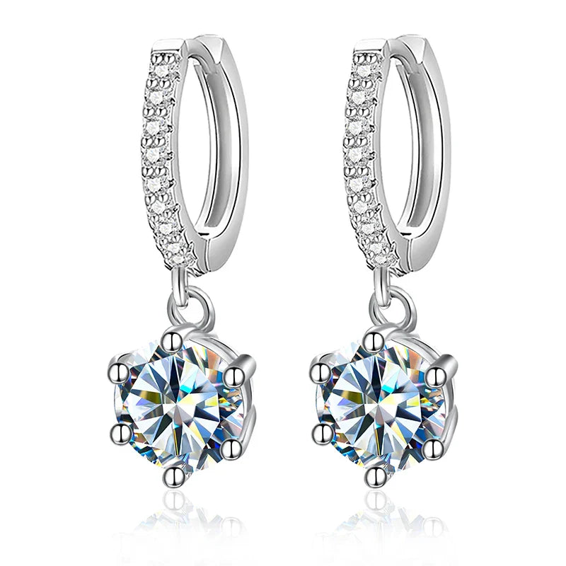 1CT Certified Moissanite Hoop Earrings For Women 925 Sterling Silver BandsCo Straps