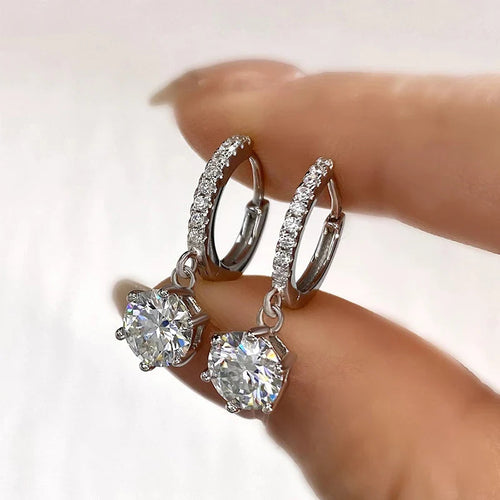 1CT Certified Moissanite Hoop Earrings For Women 925 Sterling Silver BandsCo Straps