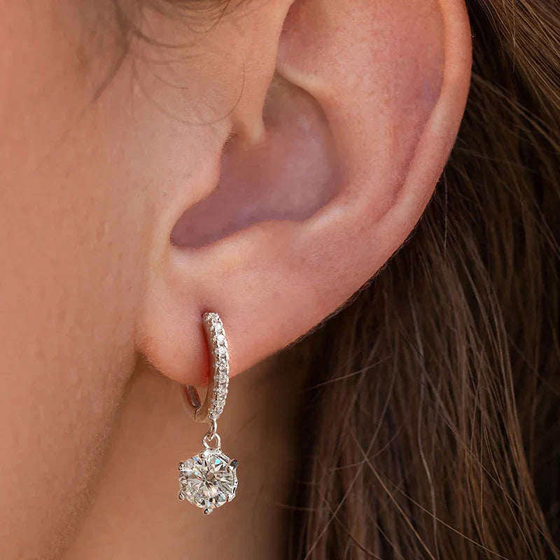 1CT Certified Moissanite Hoop Earrings For Women 925 Sterling Silver BandsCo Straps