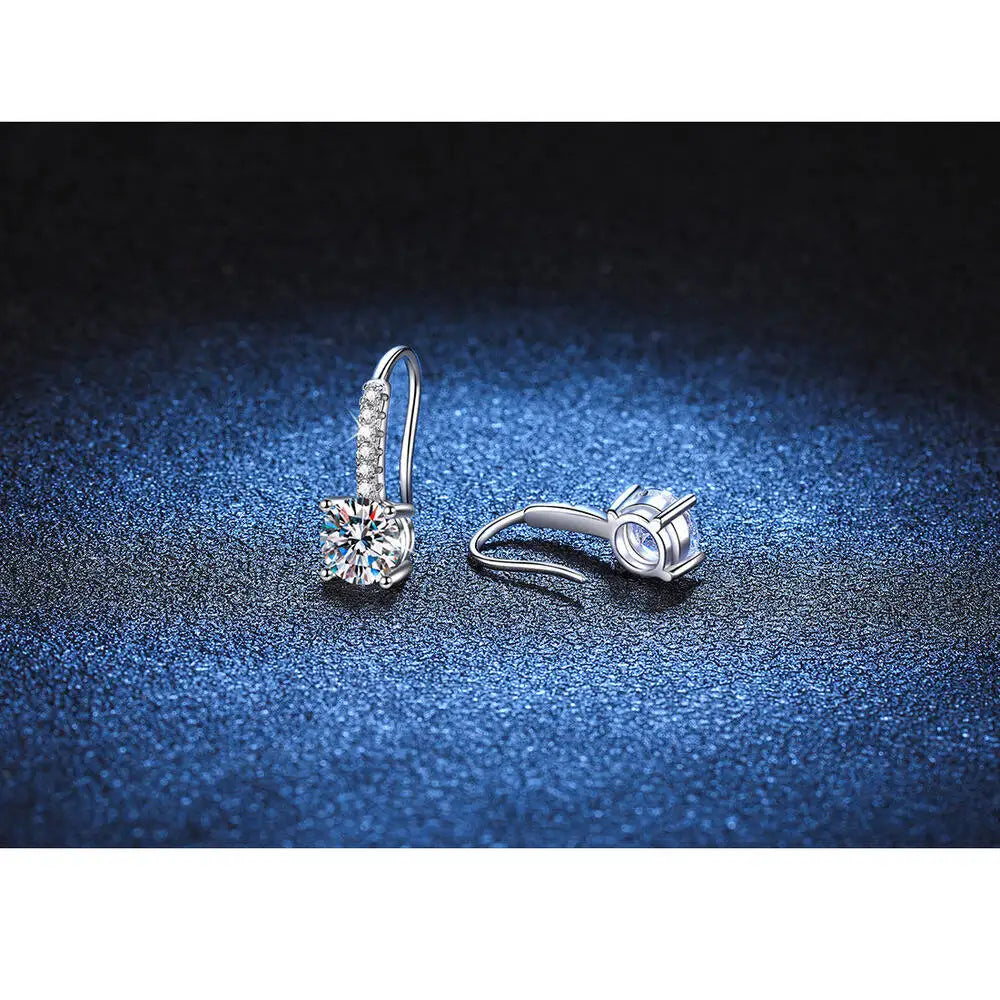 1ct D Color Moissanite 925 Sterling Silver Drop Earrings for Women Wedding BandsCo Straps