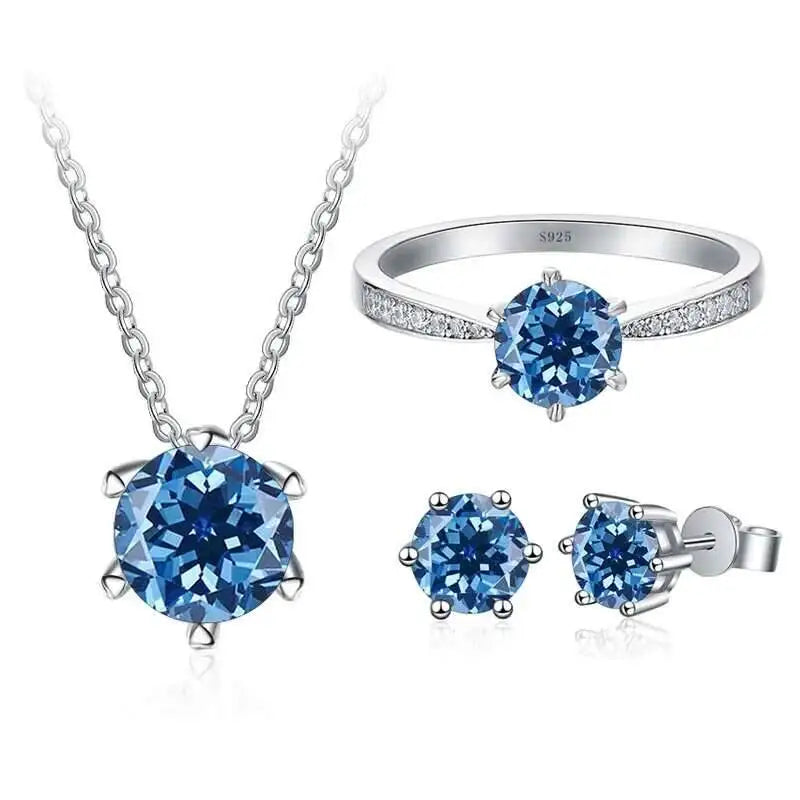 1ct D Color Moissanite Bridal Set 925 Sterling Silver Ring Earring Necklace BandsCo Straps