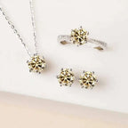 1ct D Color Moissanite Bridal Set 925 Sterling Silver Ring Earring Necklace BandsCo Straps