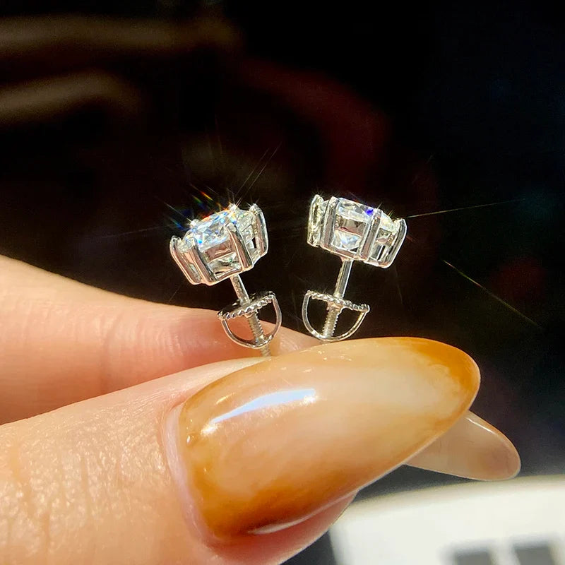 1ct D Color Moissanite Stud Earrings 925 Sterling Silver Gold Plated Wedding BandsCo Straps