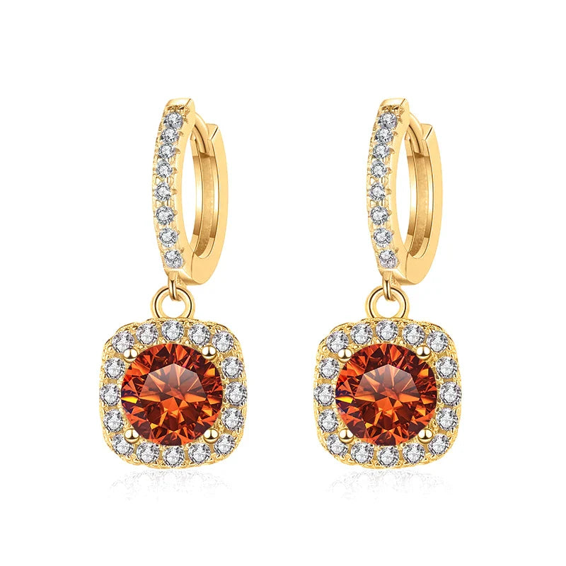 1ct GRA-Certified Moissanite Drop Earrings VVS D 18K Gold Plated 925 Sterling BandsCo Straps