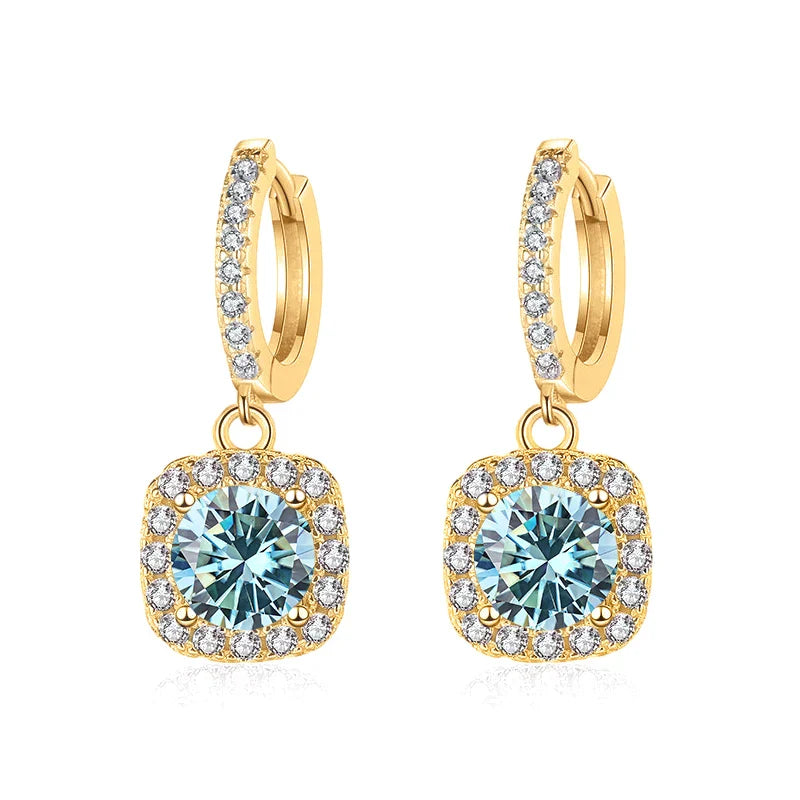 1ct GRA-Certified Moissanite Drop Earrings VVS D 18K Gold Plated 925 Sterling BandsCo Straps