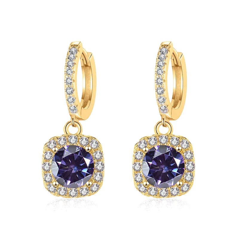 1ct GRA-Certified Moissanite Drop Earrings VVS D 18K Gold Plated 925 Sterling BandsCo Straps