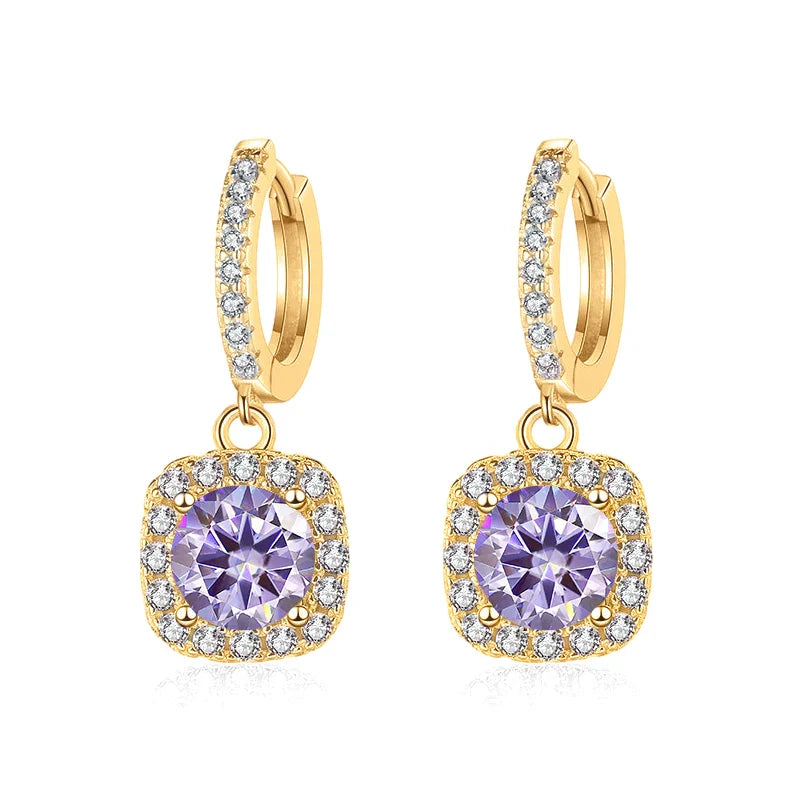 1ct GRA-Certified Moissanite Drop Earrings VVS D 18K Gold Plated 925 Sterling BandsCo Straps