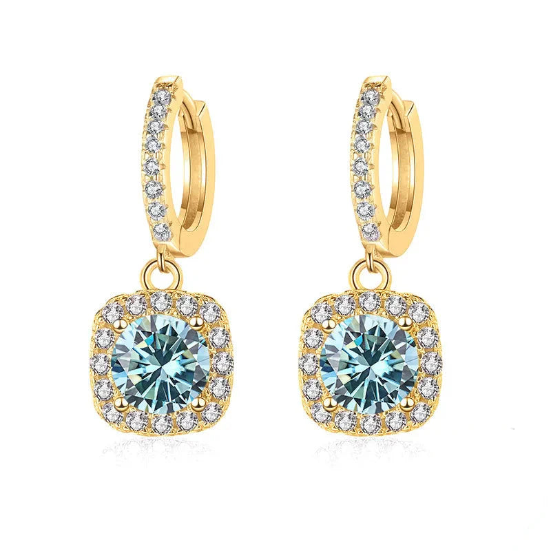 1ct GRA-Certified Moissanite Drop Earrings VVS D 18K Gold Plated 925 Sterling BandsCo Straps