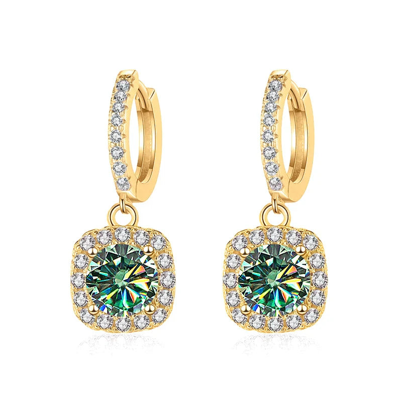 1ct GRA-Certified Moissanite Drop Earrings VVS D 18K Gold Plated 925 Sterling BandsCo Straps