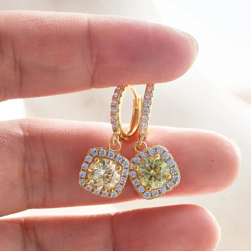 1ct GRA-Certified Moissanite Drop Earrings VVS D 18K Gold Plated 925 Sterling BandsCo Straps