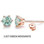 Colored Moissanite 1ct Round Cut Stud Earrings DVVS1 Lab Created 18K Gold BandsCo Straps