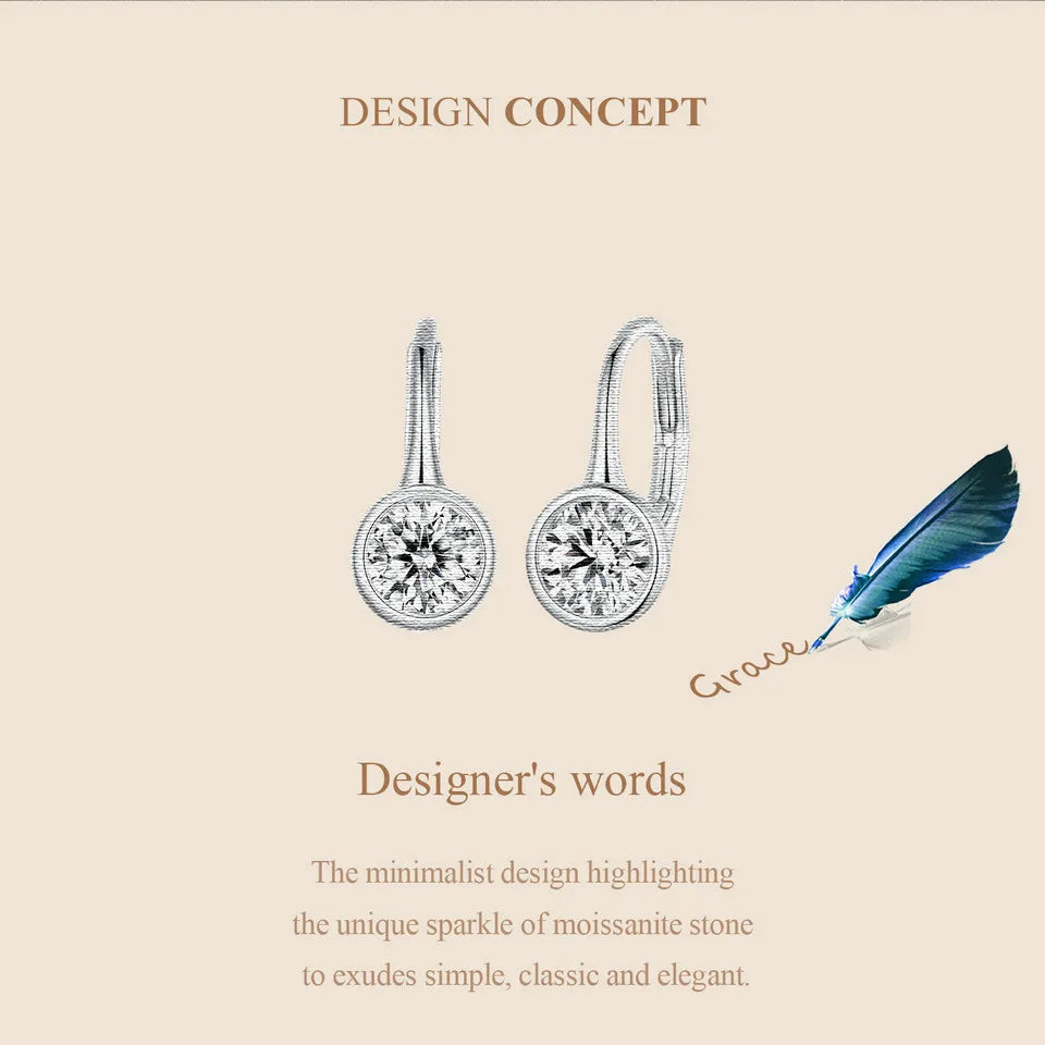 1CT Moissanite Drop Dangle Earrings 925 Sterling Silver Wedding Bridal Gift BandsCo Straps