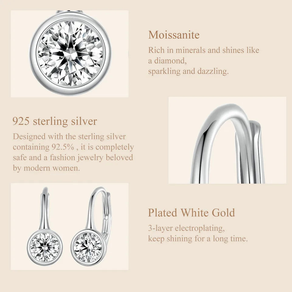 1CT Moissanite Drop Dangle Earrings 925 Sterling Silver Wedding Bridal Gift BandsCo Straps