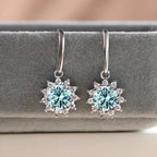 1CT Moissanite Drop Earrings 925 Sterling Silver Colorful Green Blue Pink BandsCo Straps