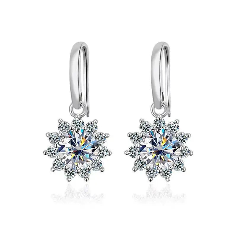 1CT Moissanite Drop Earrings 925 Sterling Silver Colorful Green Blue Pink BandsCo Straps