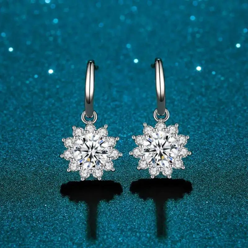 1CT Moissanite Drop Earrings 925 Sterling Silver Colorful Green Blue Pink BandsCo Straps