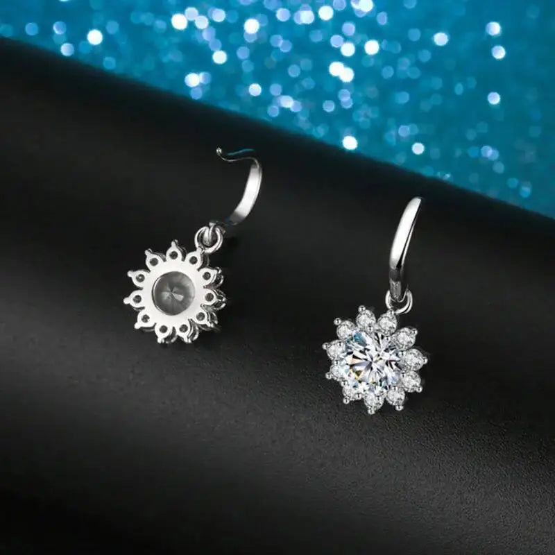 1CT Moissanite Drop Earrings 925 Sterling Silver Colorful Green Blue Pink BandsCo Straps