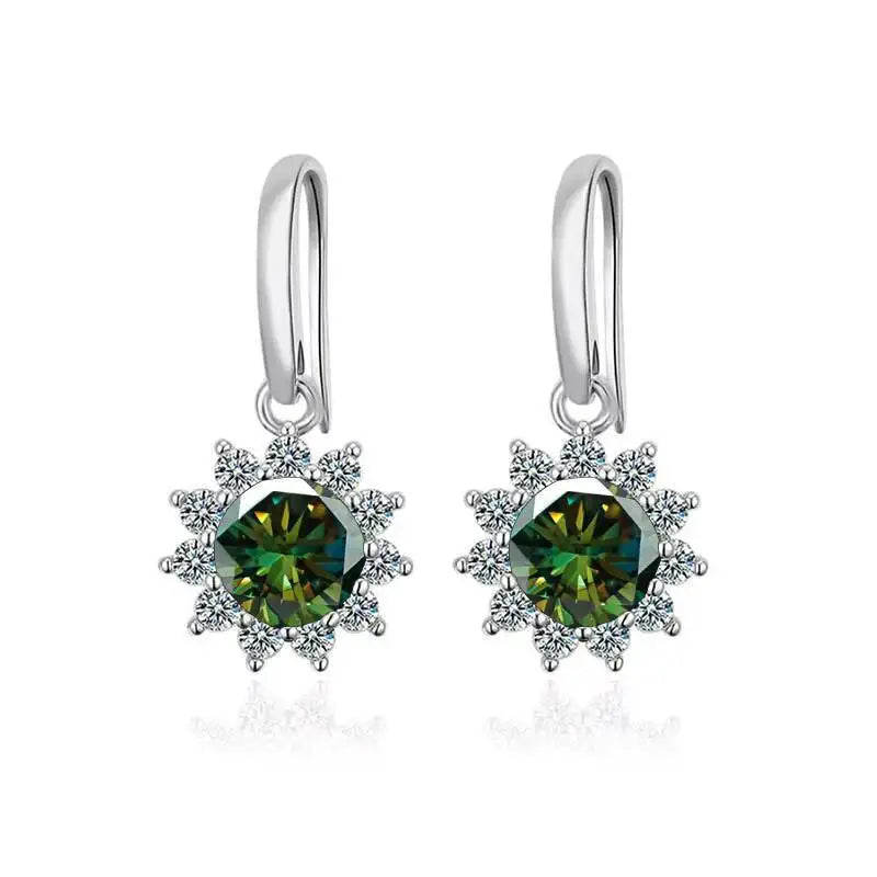 1CT Moissanite Drop Earrings 925 Sterling Silver Colorful Green Blue Pink BandsCo Straps