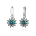 1CT Moissanite Drop Earrings 925 Sterling Silver Colorful Green Blue Pink BandsCo Straps