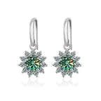 1CT Moissanite Drop Earrings 925 Sterling Silver Colorful Green Blue Pink BandsCo Straps