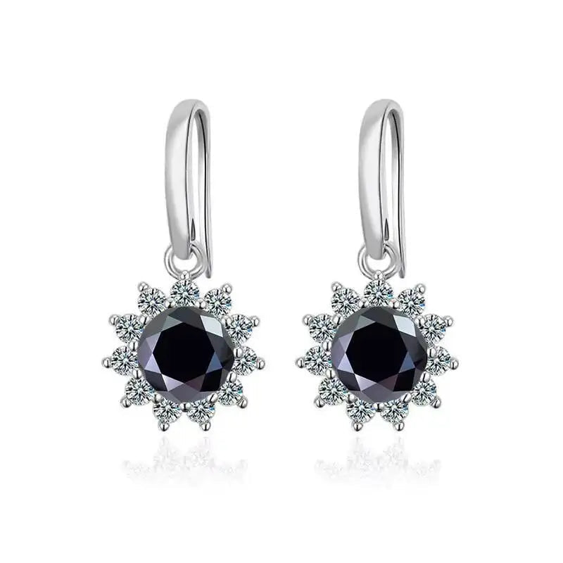 1CT Moissanite Drop Earrings 925 Sterling Silver Colorful Green Blue Pink BandsCo Straps