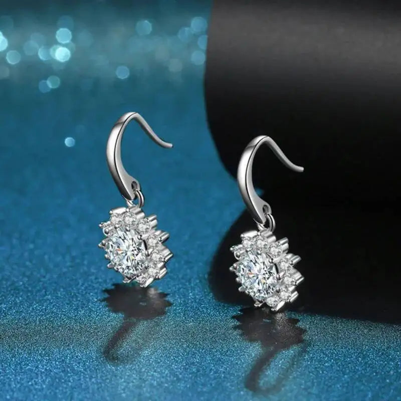 1CT Moissanite Drop Earrings 925 Sterling Silver Colorful Green Blue Pink BandsCo Straps