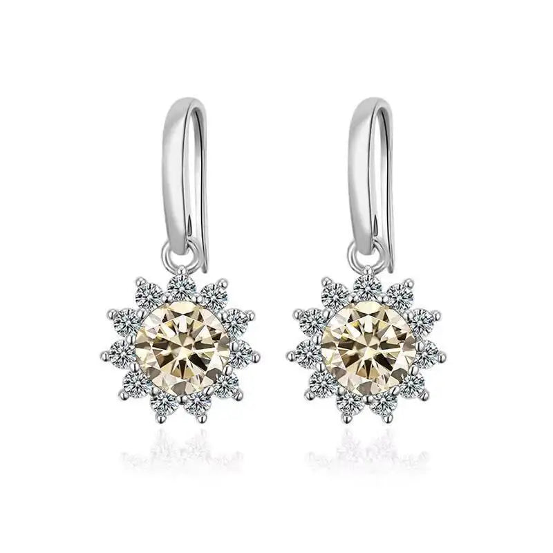 1CT Moissanite Drop Earrings 925 Sterling Silver Colorful Green Blue Pink BandsCo Straps