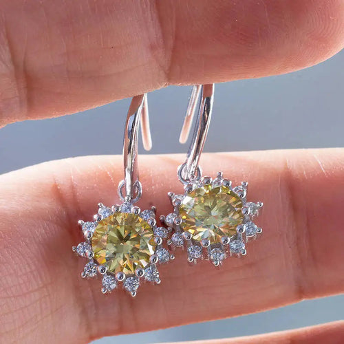 1CT Moissanite Drop Earrings 925 Sterling Silver Colorful Green Blue Pink BandsCo Straps