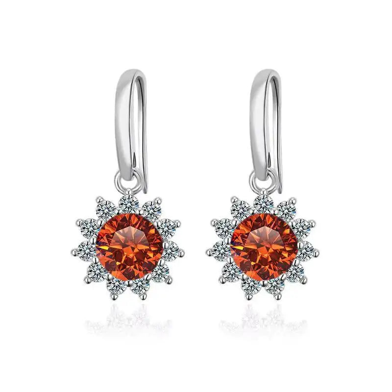 1CT Moissanite Drop Earrings 925 Sterling Silver Colorful Green Blue Pink BandsCo Straps