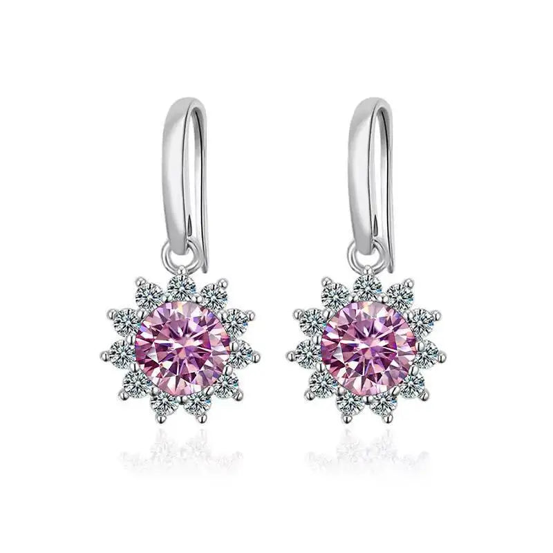 1CT Moissanite Drop Earrings 925 Sterling Silver Colorful Green Blue Pink BandsCo Straps